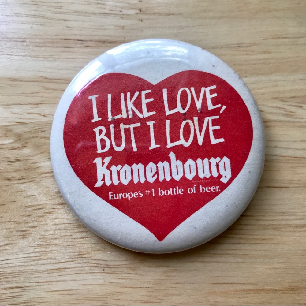 Vintage KRONENBOURG Beer ❤️ Pinback Button